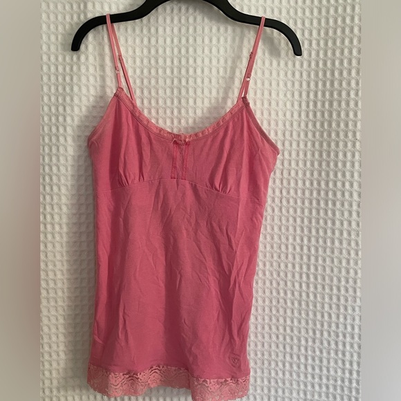 Pink American Eagle Adjustable Strap Tank Top with lace bottom. Size Small. - Picture 2 of 4